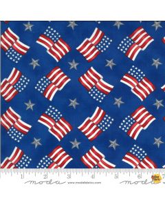 America Beautiful: Flags Stars Lake Blue -- Moda Fabrics 19986-14