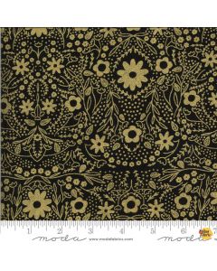 Dwell in Possibility: Full Bloom Night Gold (Metallic) -- Moda Fabrics 48312-33m - 2 yards 17" remaining