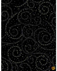 Esperanza / Sugar Skulls: Swirly Stars Black (metallic) -- Timeless Treasures moon-c5526black