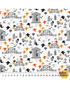 Ghoultide Greetings: Ghosts White -- Northcott Fabrics 10019-10