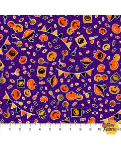 Ghoultide Greetings: Pumpkin Party Purple -- Northcott Fabrics 10020-84