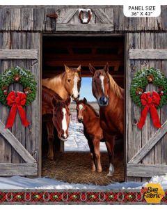 Hay... It's Christmas: Horse Panel (1 yard)  -- Northcott Fabrics dp24104-99