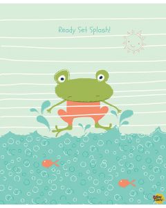 Ready Set Splash: Frog Panel Coral (1 yard) -- Riley Blake p9898 coral