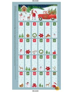 Christmas Countdown: Farmhouse Santa Advent Calendar Panel (2/3 yard) -- Timeless Treasures Fabrics panel-cd1178 sky