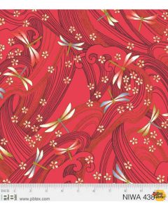 NIWA: Dragonflies Red (Metallic) -- P&B Textiles 4387r
