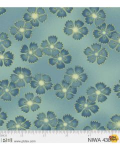 NIWA: Small Floral Teal (Metallic) -- P&B Textiles 4388t
