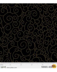 NIWA: Scroll Black/Gold (Metallic) -- P&B Textiles 4389k