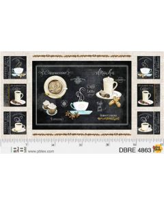 Deja Brew: Coffee Panel Mug Rugs  (2/3 yard) -- P&B Textiles 4863pa