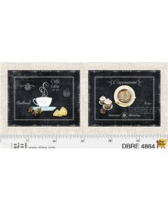 Deja Brew: Coffee Placemat Panel (approx 19.5" repeat = 2 placemats as shown) -- P&B Textiles 4864pa