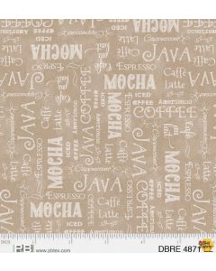 Deja Brew: Coffee Words Tan -- P&B Textiles 4871lz
