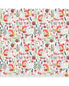 Farm Friends: Floral Chicken -- Free Spirit Fabrics pwmc009.xwhite