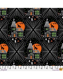 Scaredy Cat: Haunted House Black  -- Free Spirit Fabrics pwrh026.black 