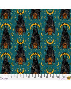 Storybook Halloween: Aim for the Moon Bats Turquoise -- FreeSpirit Fabrics pwrh058.turq