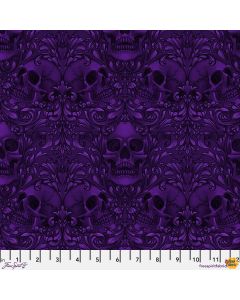 Mystic Moonlight: Skull Damask Purple - FreeSpirit Fabrics pwrh089.purple - presale May