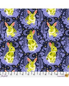 Besties by Tula Pink: Hop To It Bluebell Rabbits (with metallic) -- Free Spirit Fabrics pwtp215.bluebell 