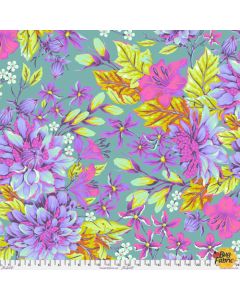 Untamed by Tula Pink: Hello Dahlia Wide Back (with neon) 108" wide back -- FreeSpirit Fabrics qbtp017.cosmic - presale October