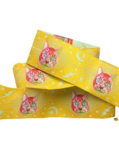 Curiouser & Curiouser by Tula Pink Ribbons: Cheshire Cat Yellow 1.5" -- Renaissance Ribbons TK-75/38mm col2