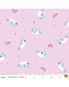 Unicorn Kingdom: Unicorn Toss Pink Rainbows -- Riley Blake Designs c10471 pink