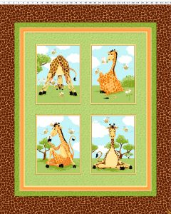 Zoe, the Giraffe: Zoe II Framed Panel (1 yard) -- Susybee 20357-280 brown 