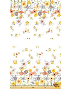 Sweet Bees: Bees Floral Double Border -- Susy Bee 20361-100 