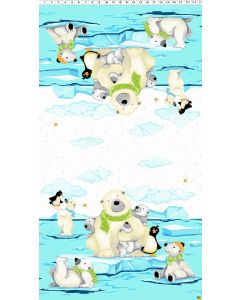 Burr the Polar Bear:  Double Border (sold by 23.5" repeat - continuous yardage) -- Susy Bee Textiles 20396-930  -- 1 yard 31" continuous remaining