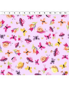 Sloane the Snail: Garden Toss Light Orchid -- Susy Bee Fabrics 20411-545 - 14" remaining
