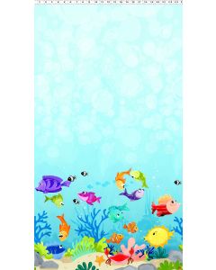 Under the Sea: Border Light Blue (sold by 24" repeat) -- SusyBee Fabrics sb20419-710