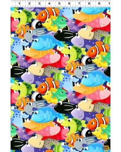 Under the Sea: Allover Fish -- SusyBee Fabrics sb20420-999 multi