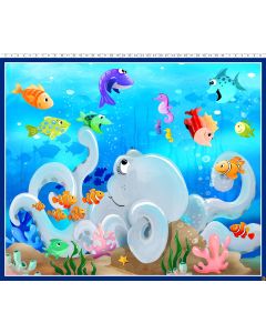 Under the Sea: Play Mat Panel (1 yard) -- SusyBee Fabrics sb20421-999 multi