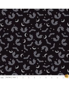 Spooky Hollow Bats Black (Silver Sparkle) - Riley Blake Designs sc10572-black