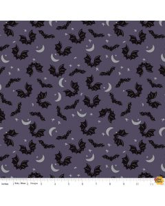 Spooky Hollow Bats Eggplant (Silver Sparkle) - Riley Blake Designs sc10572-eggplant