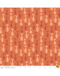 Spooky Hollow Cats Orange (Silver Sparkle) - Riley Blake Designs sc10573-orange