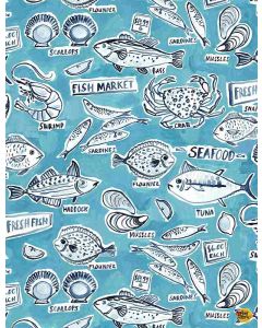 Chef's Table: Fish Market  -- Dear Stella Fabric Stella-djl1901 blue