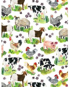 Hay There: Farm Animals -- Dear Stella Fabrics stella-DJL2238 white
