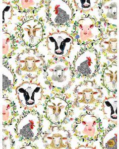 Hay There: Animal Gallery -- Dear Stella Fabrics stella-DJL2248 white