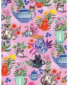 Sew Mischievous: Cat Tea Party -- Dear Stella Fabrics stella-dmb2031 pink