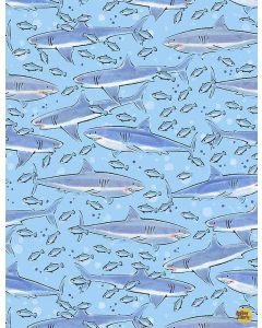 Ocean Blue: Sharks -- Timeless Treasures Fabrics Thomas-cd1297 blue