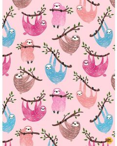 Slow and Steady: All over Sloths Pink -- Timeless Treasures Fun-c6611 pink