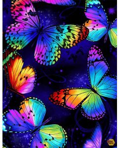 Butterfly Magic: Multi Bright Butterflies Flying -- Timeless Treasures butterfly-c8530 multi