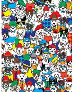 Dapper Dog: Packed Cartoon Dogs with Hats -- Timeless Treasures Fabric dog-c8918 multi