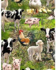 Blake's Farm / Farm Life: Allover Farm Animals -- Timeless Treasures dona-c8336 multi