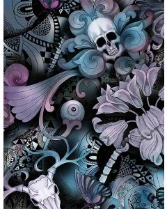 Last Dance: Skull Floral Butterfly Tattoo Print -- Timeless Treasures Fabrics Fun-c8707 multi - 2 yards 32" remaining
