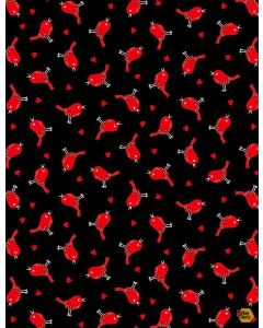 You Make My Heart Happy: Little Red Birds -- Timeless Treasures gail-c7743 black