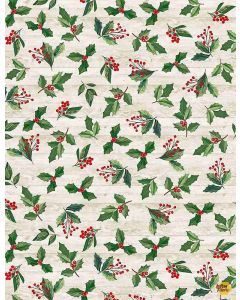 Comfort & Joy: Holly & Leaves -- Timeless Treasures holiday-c8659 natural