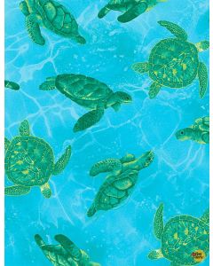 Ocean Magic: Swimming Sea Turtles -- Timeless Treasures ocean-c8030 blue