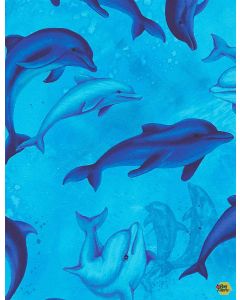 Ocean Magic: Swimming Dolphins -- Timeless Treasures ocean-c8031 blue