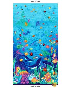 Ocean Magic: Magical Ocean Life Panel (2/3 yard) -- Timeless Treasures panel-c8028 multi
