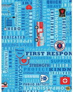 Everyday Heroes: First Responders Blue -- Timeless Treasures thanks-c8420 blue