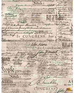 Land of the Free: Patriot Antique Bill of Rights -- Timeless Treasures Usa-c7997 natural 
