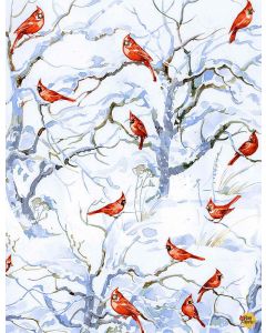Homestead: Red Cardinals in Snow -- Timeless Treasures Fabrics winter-c8666 white